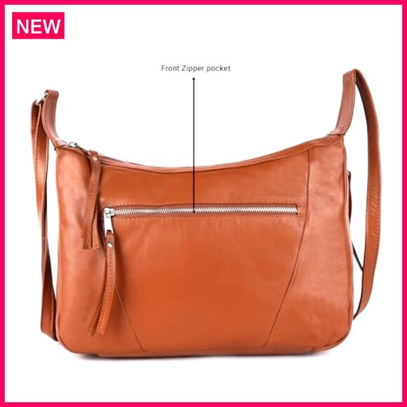 Genuine Leather Hobo Satchel Crossbody Bag Adjustable Strap 13x9 Inches - Picture 3 of 8